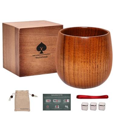 Imagem de Tinnberlohas Conjunto de copos de uísque de madeira – Vidro Bourbon durável para homens, vidro isolado à moda antiga – Presentes de uísque para marido, pai, irmão – aniversário, Natal, Dia dos Pais