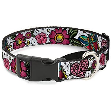 Imagem de Buckle-Down Coleira para cães "Love Kills C/U com gamarra branca, 3,8 cm x 40,6 cm - 58,4 cm/Médio