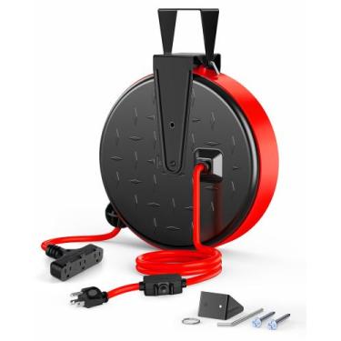 Imagem de Carretel de cabo de extensão DEWENWILS 30FT 16/3 Gauge SJTW 10A vermel