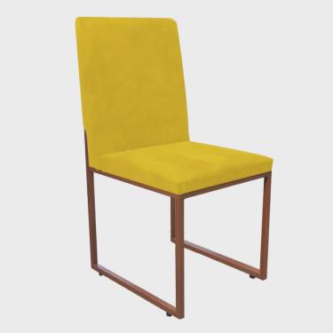 Imagem de Cadeira de Jantar Office Sttan Industrial Escritório Sala Ferro Bronze Suede Amarelo - Ahz Móveis