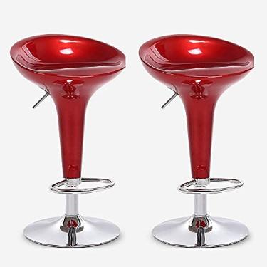 Imagem de UISLA Banco de bar giratório para móveis, conjunto de 2 bancos, banco de balcão elevador, banco de altura de cozinha, bar com apoio para os pés/branco/G