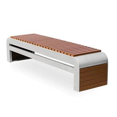 Imagem de URGDWEKJY Mobiliário de entrada, cadeira de aço inoxidável, área panorâmica, exterior, madeira maciça, parque de lazer, banco, banco de descanso ao ar livre, cadeiras de exterior (P: 150 cm)