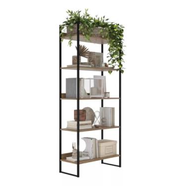 Imagem de Estante Industrial com 5 Prateleiras de Ferro e Madeira Laminada Com Metal Moderno