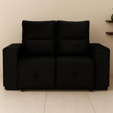 Imagem de Sofá Retrátil Reclinável 2 Lugares 140 CM Cancun em Veludo Pavia Diversas Cores Sala Estar Elegante - AV (PRETO)