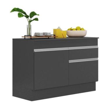 Imagem de Balcão Cozinha Gabinete Pia 120cm 2 Ptas Preto/branco - MULTIMOVEIS