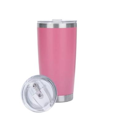 Imagem de Garrafa TéRmica PortáTil，Copo Cafe Termico Copo TéRmico 360ml com Tampa MantéM Bebidas Geladas e Quentes Não Vaza Aço Inox(Pink)
