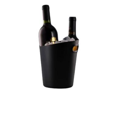 Imagem de Novo balde de gelo inclinado de aço inoxidável, balde de champanhe estilo europeu, balde de gelo bar Ktv, ornamentos decorativos de balde de cerveja para casa (preto-dourado)