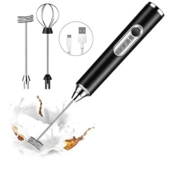 Imagem de Batedor Misturador Mixer Elétrico para Bebidas Leite Café Clara 2 em 1, contendo 3 velocidades para uso(PRETO)