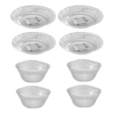 Imagem de Aparelho de Jantar em Vidro Transparente 8 Peças – 4 Pratos Fundos e 4 Tigelas para Salada ou Sobremesa, Design Elegante