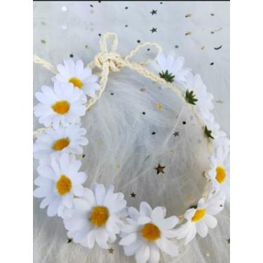 Imagem de Tiara de girassol, coroa floral de margarida, coroa de cabelo elegante, tiara de noiva para mulheres e mulheres