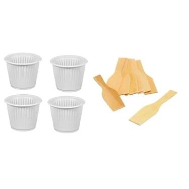 Imagem de Kit 200 Copinhos Branco Sobremesa 50ml Descartável Mais 200 Pazinha De madeira Sobremesa