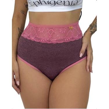 Imagem de Calcinha Suplex Cós Alto Renda Lingerie Conforto Charmosa Elegante Fem
