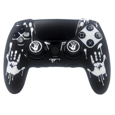 Imagem de RALAN Capas de controle de silicone para impressão de mãos sangrentas com 2 polegares compatíveis com PS5 Dualsense Edge Controller Play Station 5 Acessórios, capa antiderrapante à prova de suor