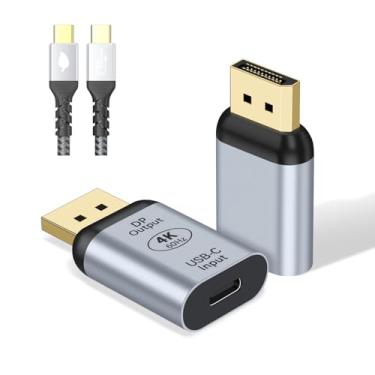 Imagem de Adaptador USB C para DisplayPort com cabo de vídeo USB, adaptador unidirecional USB C fêmea para DP macho 4K @60Hz, conversor Thunderbolt 4/3 para DP compatível com i-/Phone 17, Galaxy, MacBok Pro - 1