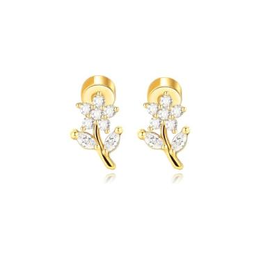 Imagem de Brincos pequenos de aço inoxidável para mulheres, homens, cartilagem, floral, cartilagem, tragus, tragus, tragus, piercing, joia, festa de casamento, joias modernas, 20 g, Small, Aço inoxidável, Sem