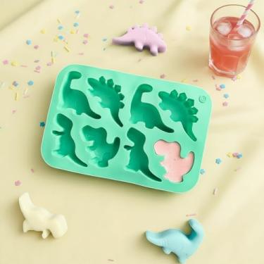 Imagem de Conjunto divertido de molde de cozimento de dinossauro com cavidades 8/12 para bolos faça você mesmo, chocolate, sobremesas, doces e projetos criativos de pastelaria (verde-8)