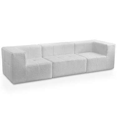 Imagem de Sofá 3 Lugares Para Sala Living Modular 264cm Lancaster F04 Bouclê Branco - Lyam Decor