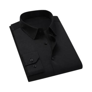Imagem de Camisa Branca Clássica De Manga Longa Slim Fit Para Homens Tamanhos Gr