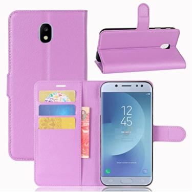 Imagem de Capa carteira para Samsung Galaxy J3 (2017), capa carteira flip de couro PU premium com compartimento para cartão, suporte e fecho magnético [capa interior à prova de choque de TPU] compatível com