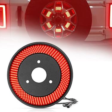 Imagem de Drieaco Luz de freio de pneu sobressalente luz de roda vermelha 3º terceiro luz de freio LED anel luz de roda compatível com Ford Bronco 2021 2022 2023 2/4 portas, Plug & Play.