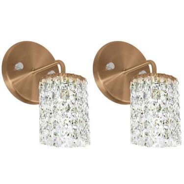 Imagem de Kit 2 Arandelas Cristal Legitimo Clearwall Redonda Cobre - MARRYLUZ