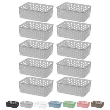Imagem de Kit 10 Cesto Organizador Rattan Armário Gaveta Lavanderia P - Usual Ut