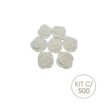 Imagem de Kit 500 Unidades Mini Sabonete Artesanal Rosa Flor 2,5 cm - D&C, Branc