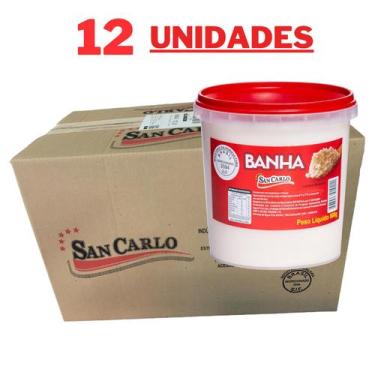 Imagem de Cx 12 Un Banha Suína Natural 1L Gordura de Porco - San Carlo