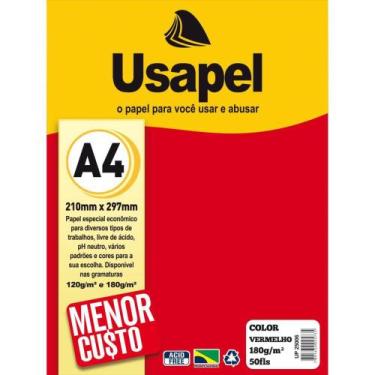 Imagem de Papel A4 Color Usapel Vermelho 180G Pacote com 50 - Filiperson