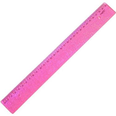 Imagem de Régua de Poliestireno NEW Line Holográfica Glitter Rosa 30CM Pacote co