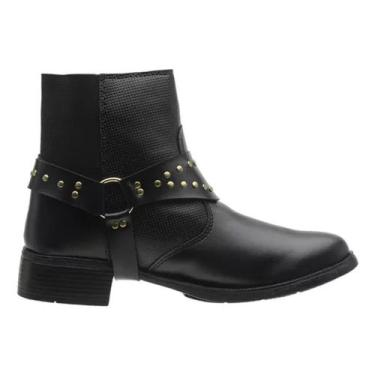 Imagem de Bota Coturno Feminino Preto Cano Curto Baixo Macia - SLZ, Preto, 37
