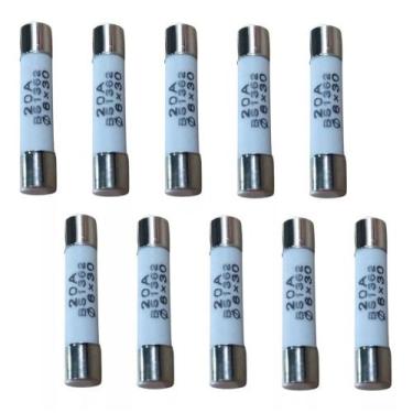 Imagem de Kit Com 10 Fusíveis Cerâmica Para Micro-ondas Ø6x30 20a 250v - FUSE