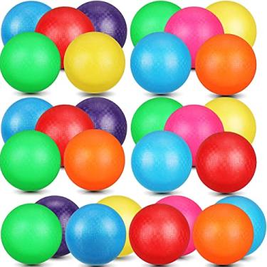 Imagem de Pacote com 40 bolas de playground de 21,5 cm coloridas a granel infláveis bola de handebol para crianças adultos jogos de bola, academia, acampamentos, piquenique, praia, escola, jogos internos e externos (cor elegante)