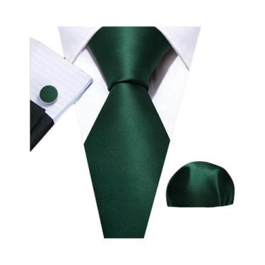 Imagem de Conjunto de Gravata e Abutões Masculinos - Verde Menta, Cerceta, Oliva
