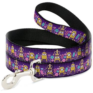 Imagem de Buckle-Down Coleira para animais de estimação - Royal British Invasion 3 Minions/Joias roxas/rosa/turquesa - 1,27 m de comprimento - 1,27 cm (1/2") de largura