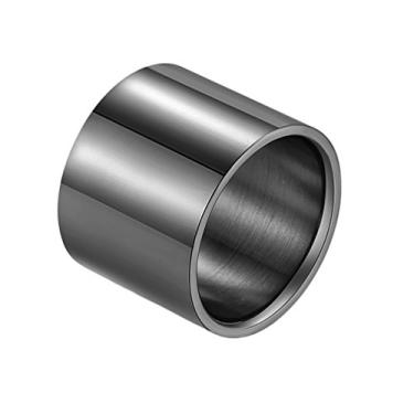 Imagem de INRENG Anel masculino feminino de aço inoxidável 19 mm/10 mm de largura, anel liso grande e fresco, acabamento fosco, prata, dourado, preto, Metal, Sem pedras preciosas