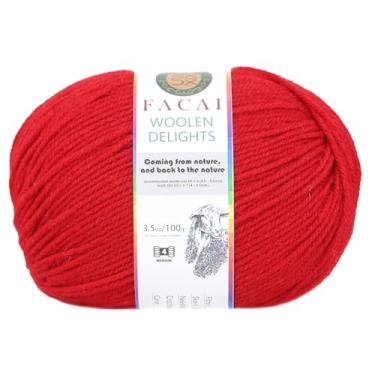 Imagem de Facai Fio de lã merino misto para tricô – peso penteado, bola de 99 g, ideal para suéteres, cachecóis e acessórios (1, vermelho quente)
