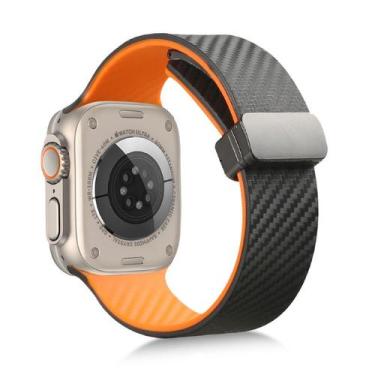 Imagem de Pulseira Borracha Fecho Magnetico Carbono Para Apple Watch - Baú do Vi