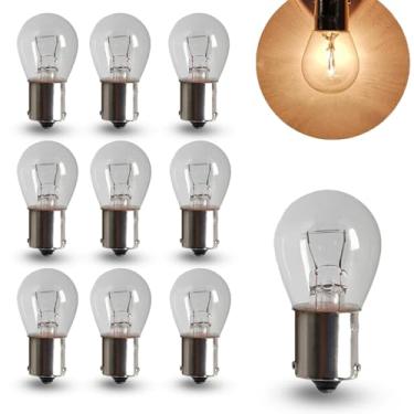 Imagem de YYTQP 10 peças de carro PY21W S25 12V21W BAU15S lâmpada, lâmpada de freio, substituição de lâmpada de seta, mini lâmpada traseira, substituição para carros, caminhões, SUVs e motocicletas (branco)