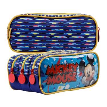 Imagem de Estojo Triplo Infantil Escolar Mickey Mouse Original Disney