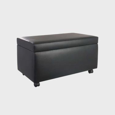 Imagem de Puff Bau 70cm X 40cm X 40cm Courino com Rodizios Preto