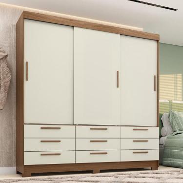 Imagem de Guarda-roupa Casal 194,40 3 Pt 9 Gv Dante Estilo Mm Jatoba/areia