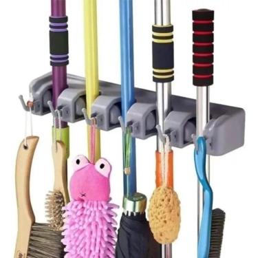 Imagem de Suporte De Parede Reforçado Grande Vassoura Rodo Chave Pá