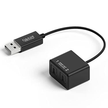 Imagem de Cubilux Divisor de áudio óptico USB A para Toslink duplo [192KHz/24bit DAC] Conversor USB tipo A para SPDIF duplo, adaptador S/PDIF de 2 vias USB compatível com PS4/PS5 Lenovo Dell HP Laptop Surface