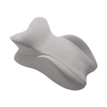 Imagem de ＫＬＫＣＭＳ Travesseiro de cama de algodão com memória, almofada de massagem para baixo, alta resiliência, design ergonômico moderno para homens e mulheres, Cinza