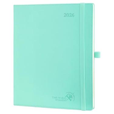 Imagem de POPRUN Agenda 2026 (grande - 21 cm x 26 cm) - Calendário semanal 2026 (janeiro de 2026 a dezembro de 2026) com horários horários, agenda semanal mensal para gerenciamento de tempo, TJ-26-CELK7- Verde