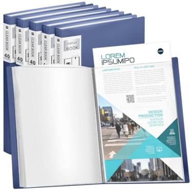 Imagem de Marspark 6 fichários com mangas de plástico grande, 21,6 x 28 cm, livro de apresentação, 40 bolsos, 80 páginas, carteira de arte, protetor de folha transparente para documentos fotográficos (azul