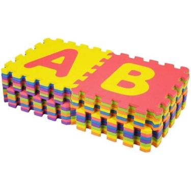 Imagem de Kit 10 Tapetes Tatames 30 x 30 Coloridos Eva Bebe Números e Alfabeto Letras Emborrachado De Encaixe Infantil