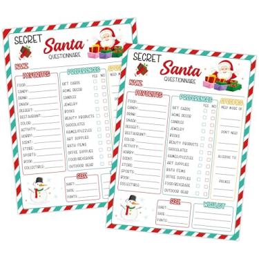 Imagem de Questionário secreto do Papai Noel, lista de desejos de Natal, troca de presentes para atividades de Natal, 25 cartões de preenchimento em branco, ideias de presente de Papai Noel secreto para sala de
