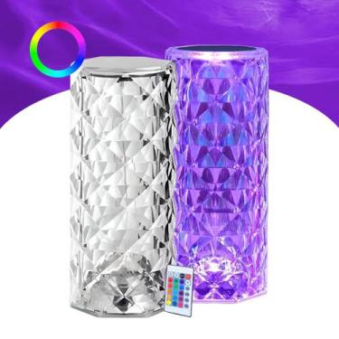 Imagem de Luminária Mesa Cristal LED 16 Cores Luz Projetor Controle Remoto Touch
